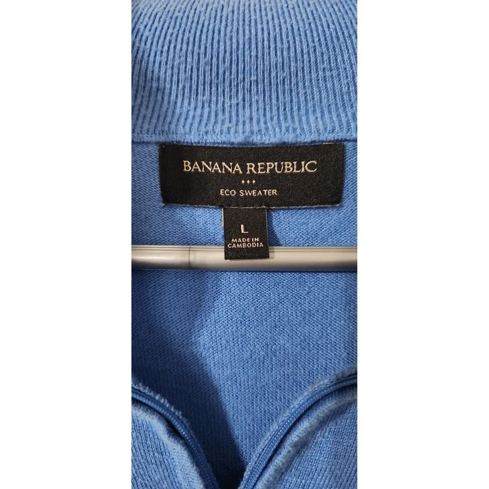 Banana Republic Sweater Men's Large Blue 1/4 Zip Casual Preppy Grandpacore Dad